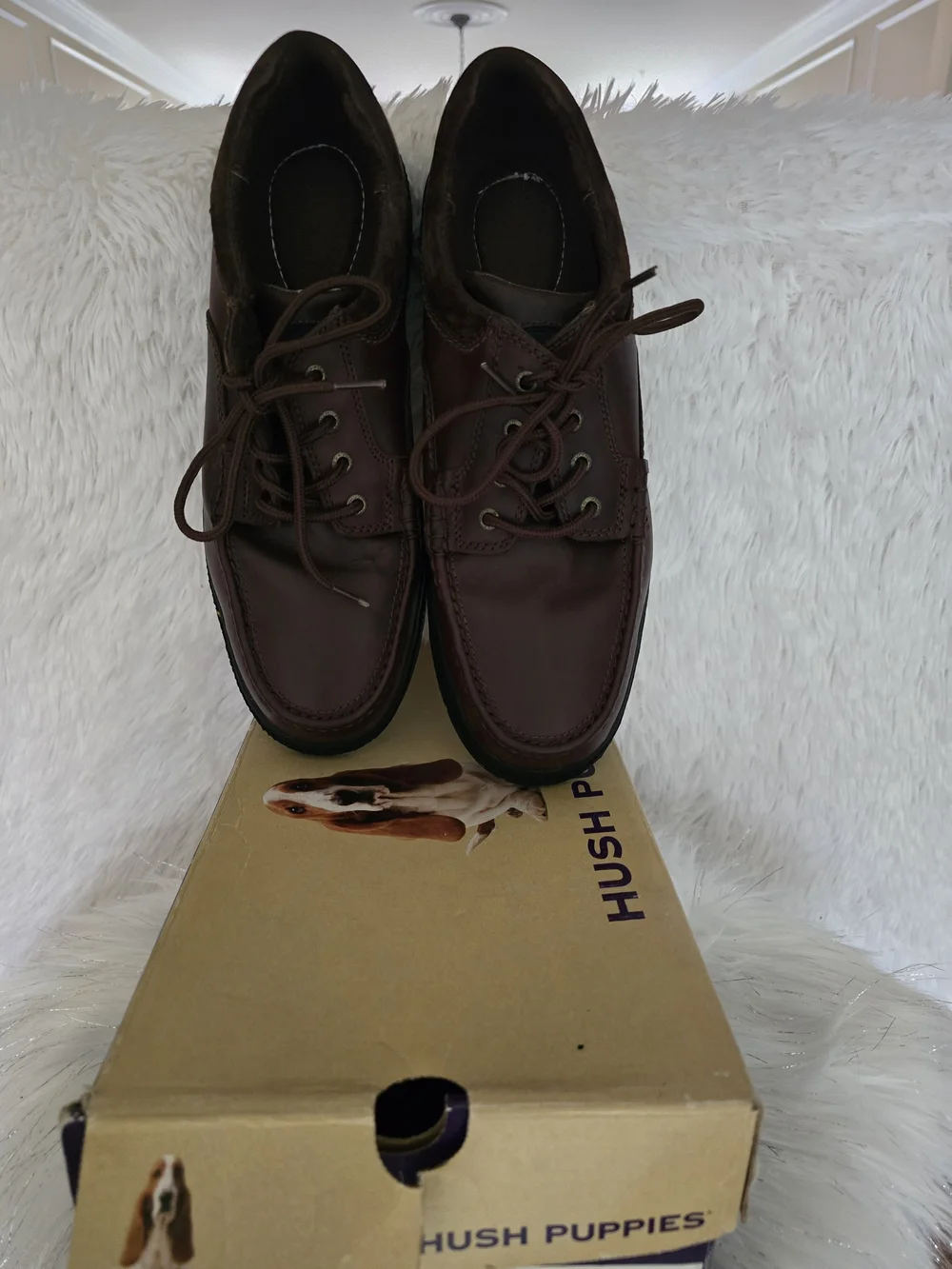 Hush Puppies Men’s Brown Leather Lace-Up Boat Shoes